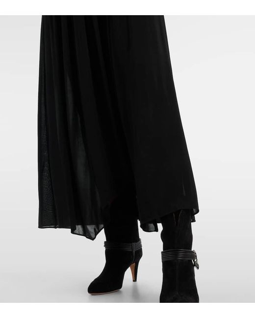 Isabel Marant Black Galina Draped Gathered Jersey Maxi Dress