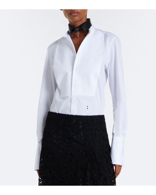 Fendi White Pique-Trimmed Cotton Poplin Shirt