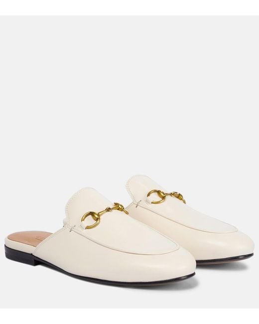 Gucci White Princetown Leather Backless Loafer
