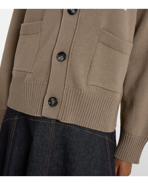 AMI Natural Ami De Cour Wool And Cotton Cardigan