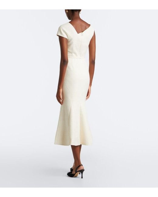 Roland Mouret Natural Belted Asymmetric Boucle Cocktail Dress