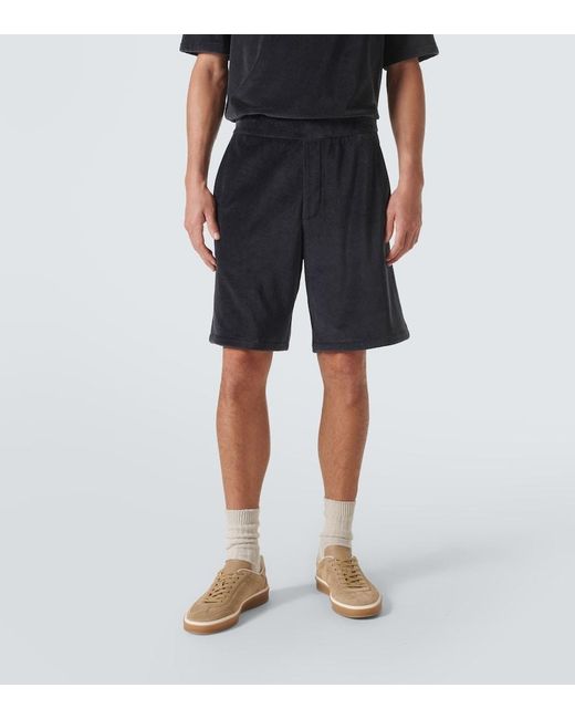 Loro Piana Blue Murano Cotton And Silk Velour Bermuda Shorts for men