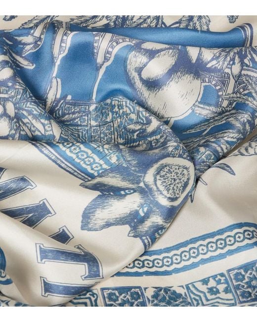 ALÉMAIS Blue Villa Romantica Silk Scarf