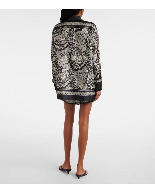 Nili Lotan Black Alfie Paisley Silk Twill Shirt