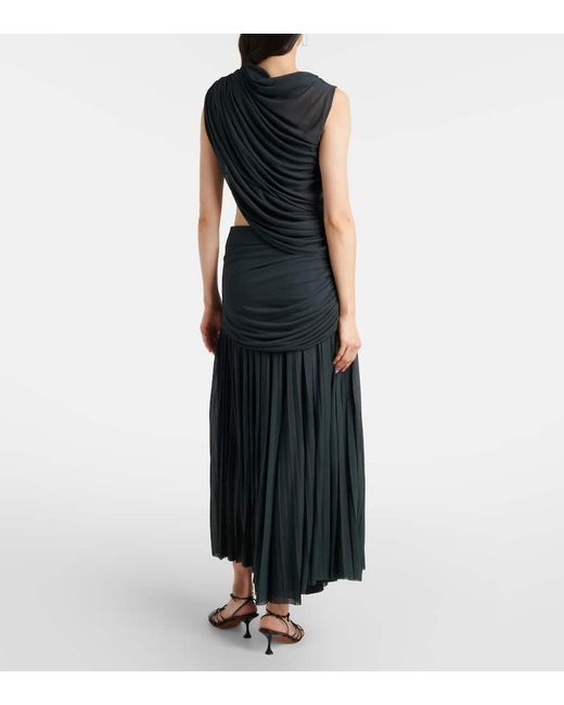 Proenza Schouler Black Irma Cutout Draped Jersey Midi Dress