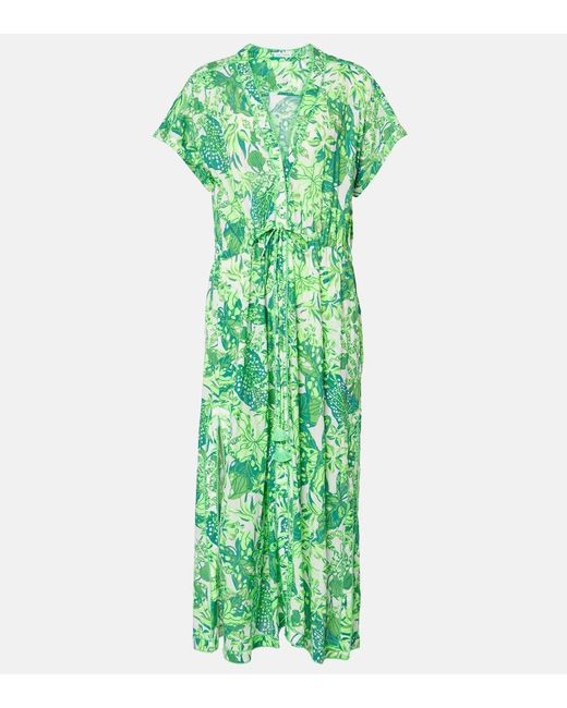 Poupette Green Mya Printed Halterneck Maxi Dress