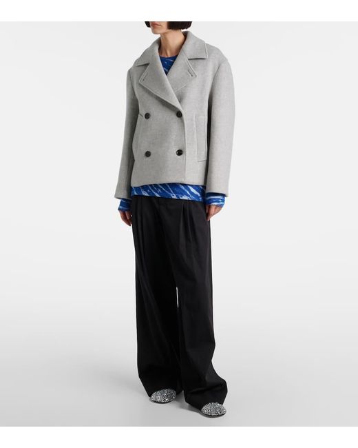 Proenza Schouler Gray Double-Breasted Wool Coat