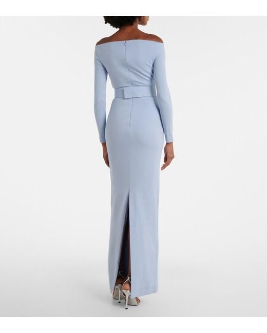 Solace London Blue Sabina Off-Shoulder Gown