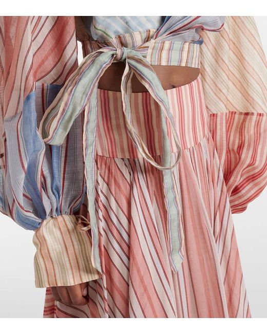Zimmermann Multicolor Rebellion Striped Linen And Silk Blouse