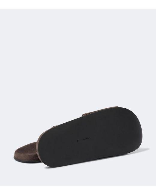 The Row Brown Hugh Suede Slides for men