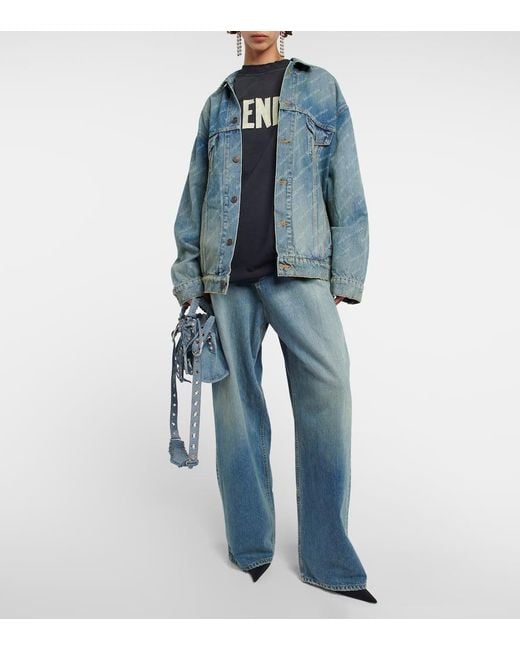 Balenciaga Blue Neo Cagole Xs Denim Shoulder Bag