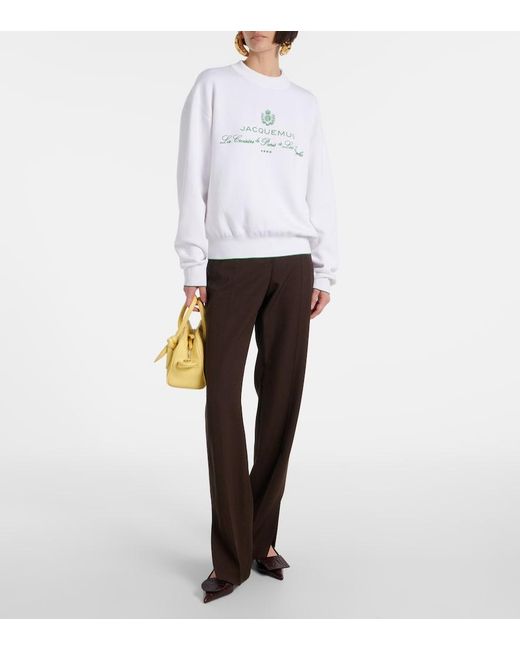 Jacquemus White Vince Embroidered Cotton-Blend Sweatshirt