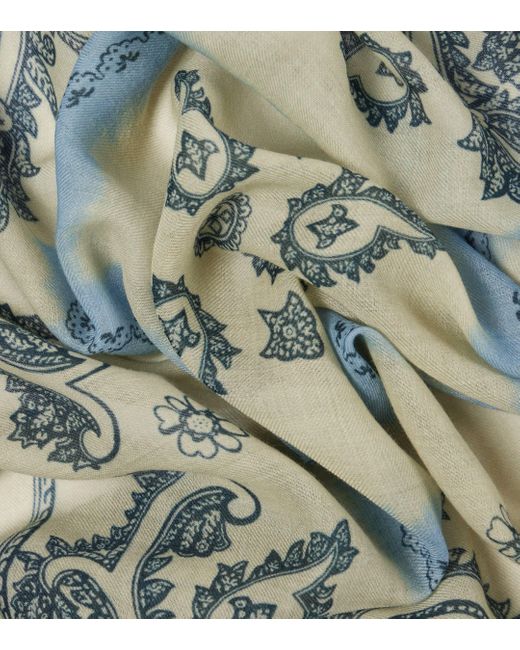 Foulard imprime en laine Acne en coloris Blue