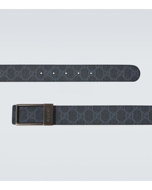 Gucci Black Gg Canvas Reversible Leather Belt for men