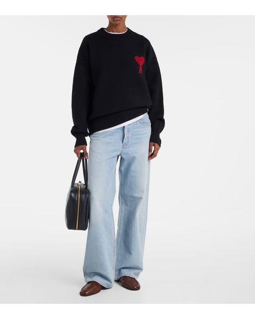 AMI Black Ami De Cour Virgin Wool Sweater