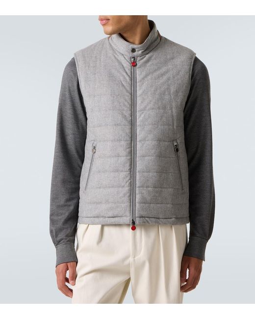 Kiton Weste Aus Kaschmirgemisch Mit Veloursleder in Gray für Herren