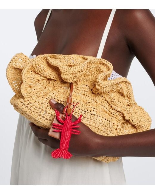 Aquazzura Natural Paradise Raffia Clutch
