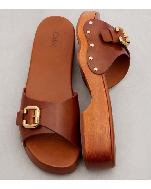 Chloé Brown Jeannette Leather Mules