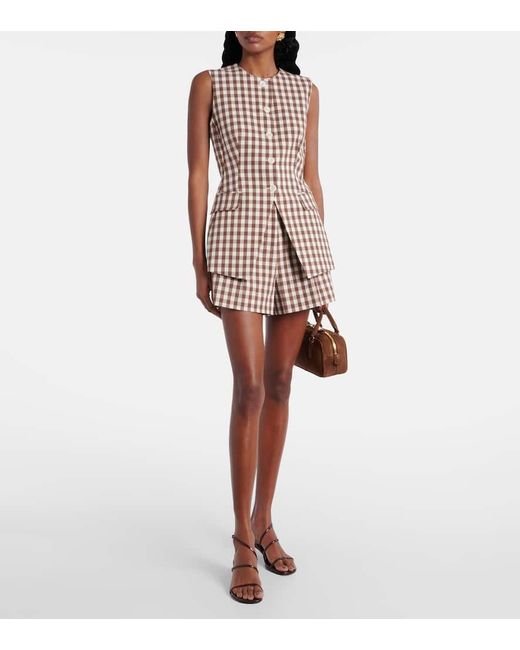 Top Lois De Sirsaca A Cuadros Veronica Beard de color Natural