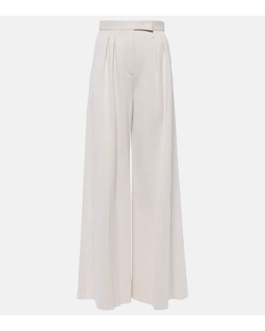 Max Mara White Zinnia Jersey Wide-Leg Pants