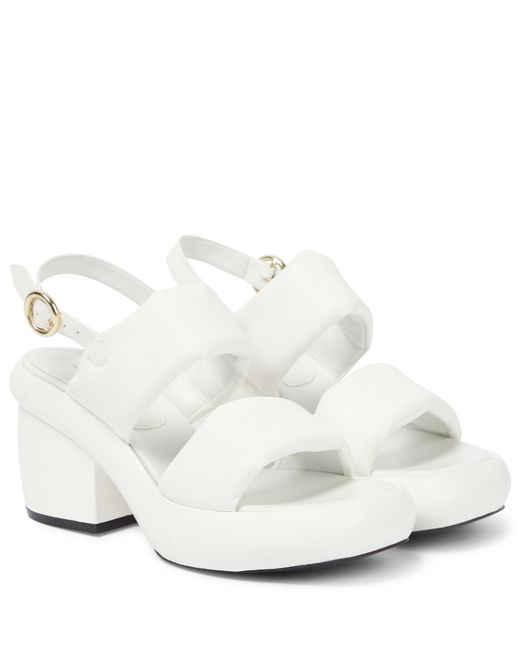 Dries Van Noten Padded Leather Platform Sandals in White | Lyst