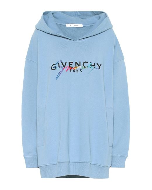 Givenchy Blue Logo Cotton Hoodie