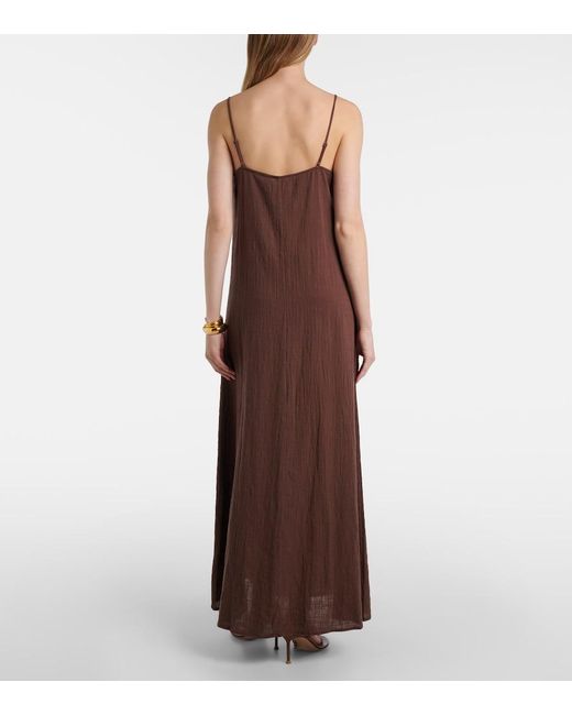 Staud Brown Laura Cotton Gauze Maxi Dress