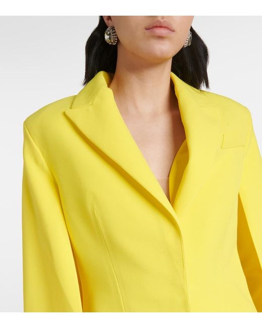 Safiyaa Yellow Hadley Caped Crepe Blazer