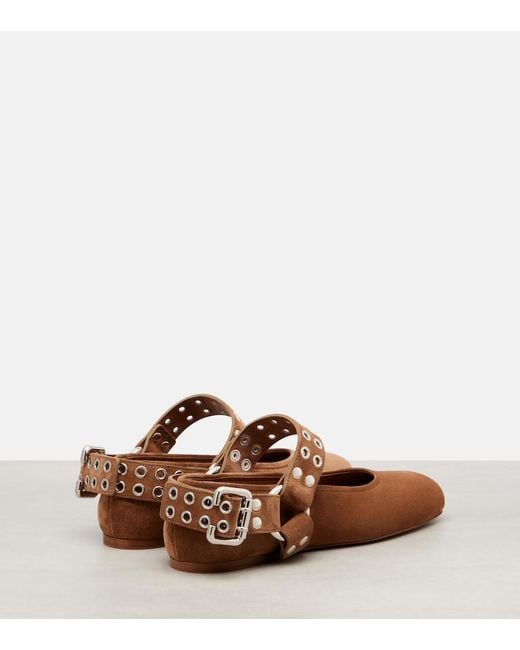 Alaïa Brown Suede Ballet Flats 'Biker'
