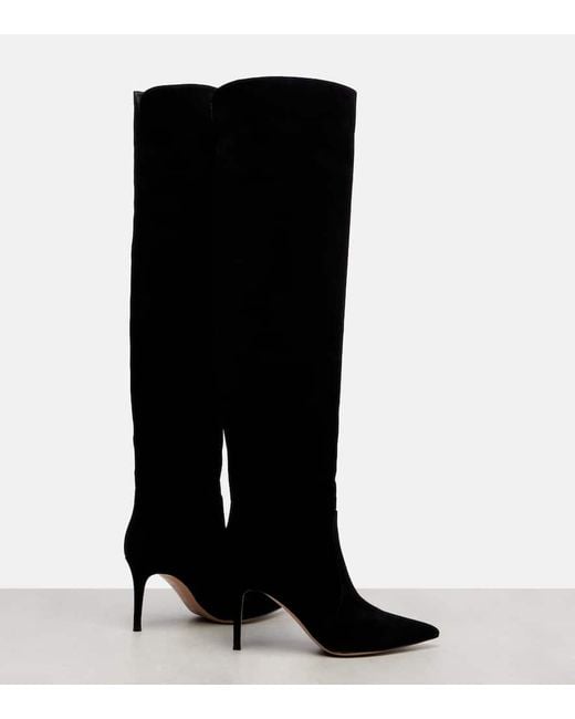 Gianvito Rossi Black Hansen 85 Suede Knee-High Boots