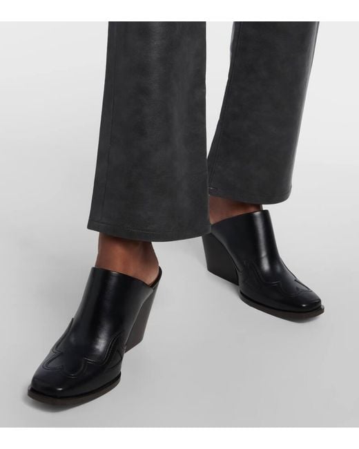 Agolde Gray Sloane Mid-Rise Leather Straight Pants