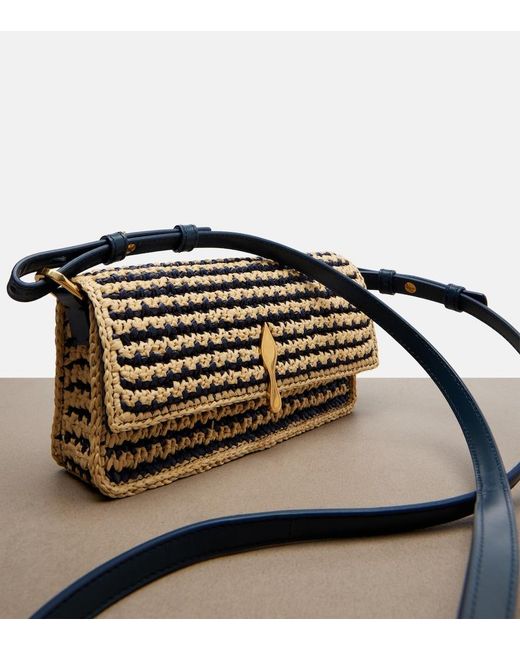 Christian Louboutin Black Bettina Mini Leather-Trimmed Crochet Clutch