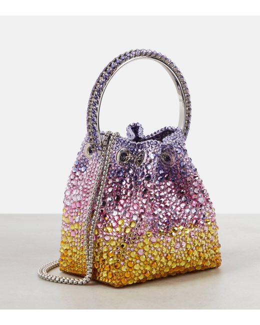 Jimmy Choo Purple Bon Bon Embellished Satin Bucket Bag