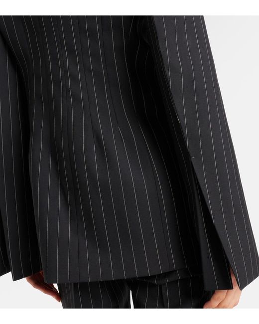 Blazer Rive De Gabardina En Mezcla De Lana A Rayas Sportmax de color Black