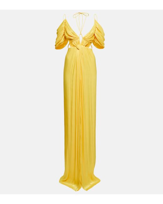 Robe Thalia a encolure bardot Costarellos en coloris Yellow