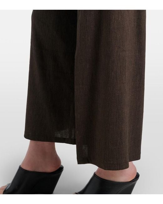 Proenza Schouler Brown Calla Linen-Blend Wide-Leg Pants