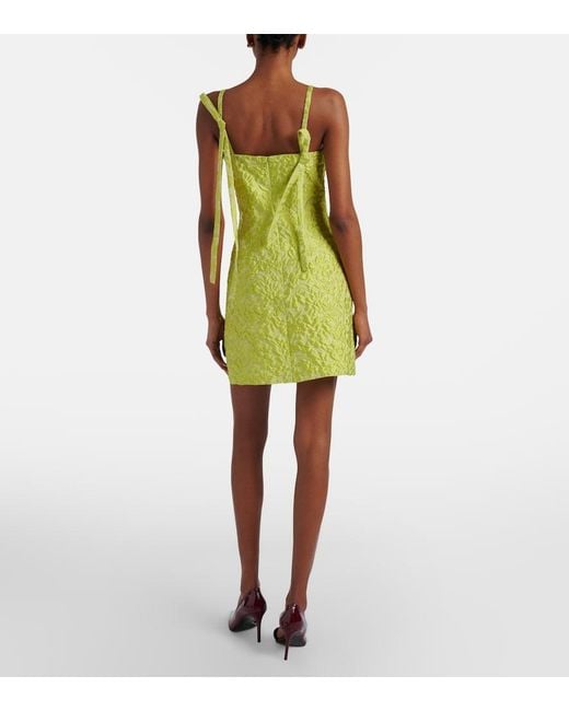 Emilia Wickstead Green Eliezer Floral Cloque Minidress