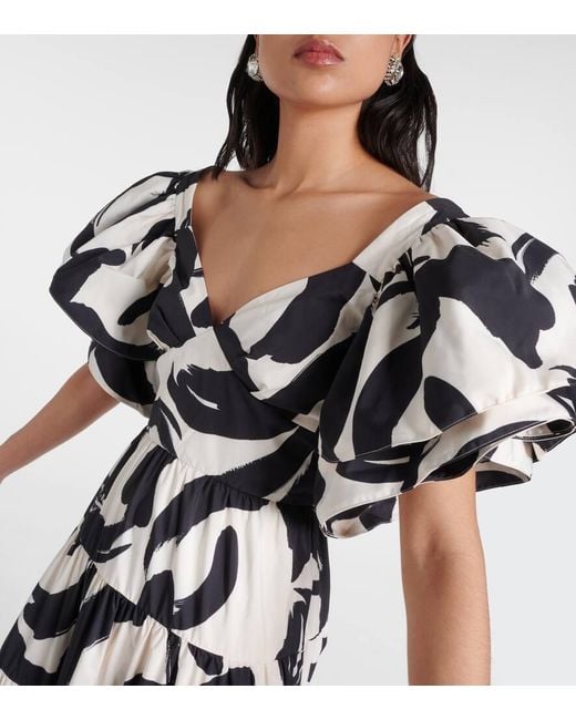 Rebecca Vallance White Pompidou Printed Taffeta Maxi Dress