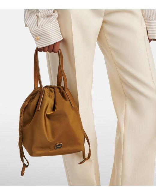 Khaite Brown Rory Medium Leather-Trimmed Bucket Bag