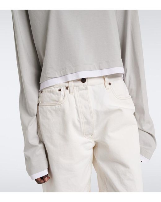 Prada White Cotton Pique And Jersey Top