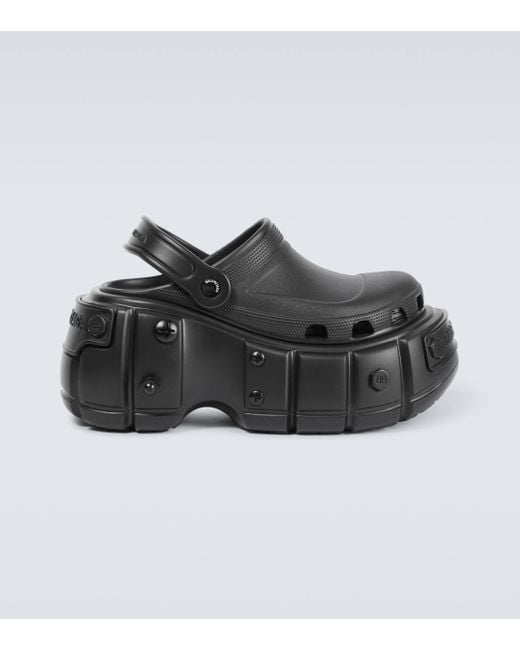 Balenciaga Black Rubber Platform Sandals for men