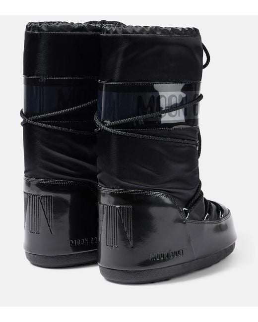 Moon Boot Black Icon Glance Satin Snow Boots