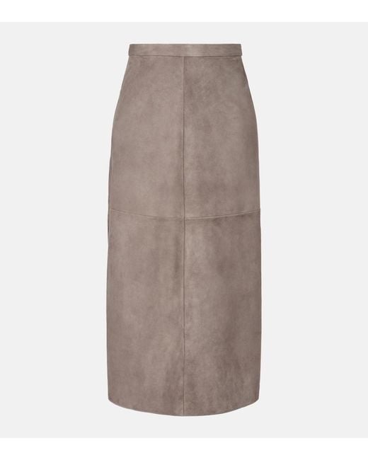 Max Mara Brown Suede Midi Skirt