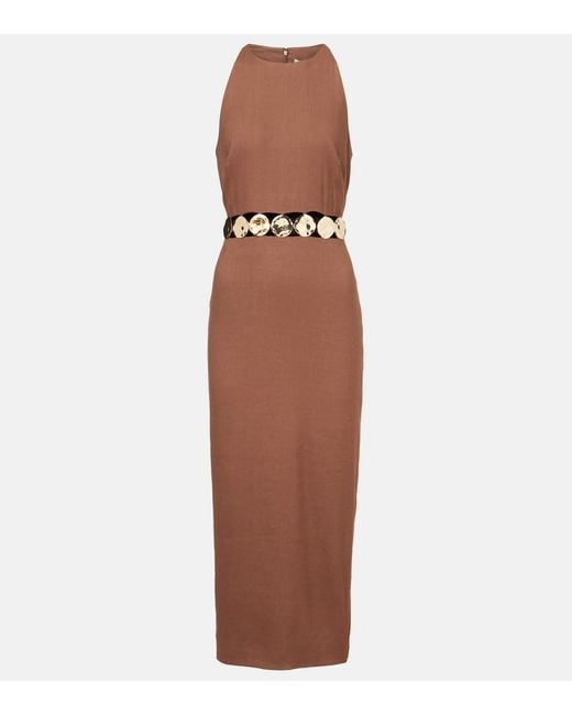 Veronica Beard Brown Isla Embellished Midi Dress