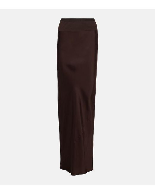 Rick Owens Brown Satin Maxi Skirt