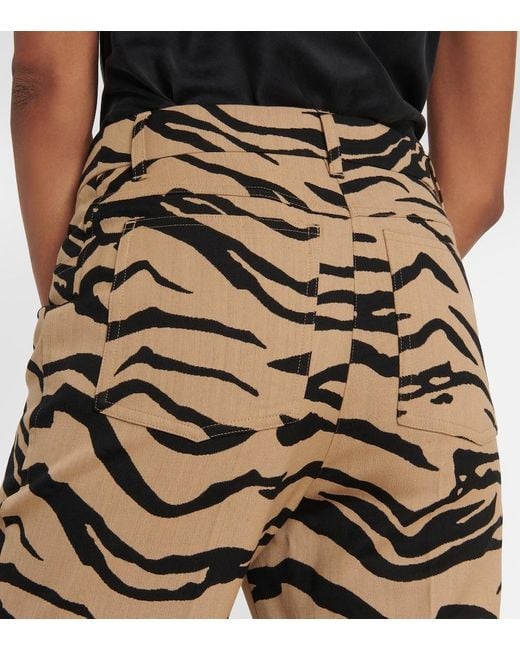 Stella McCartney Metallic Tiger-print Wool-blend Flared Pants