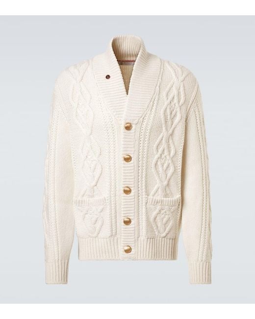Cardigan di Brunello Cucinelli in Natural da Uomo