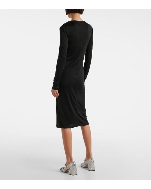 Miu Miu Black Knitted Silk Midi Dress
