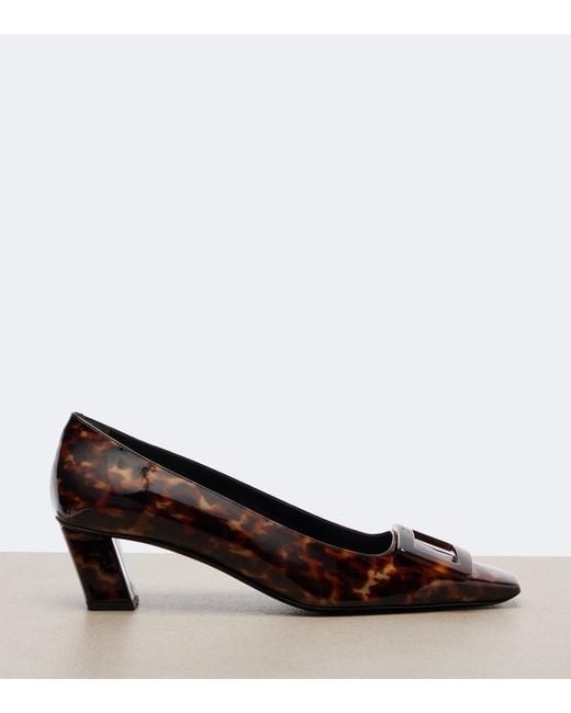 Roger Vivier Brown Belle Vivier Printed Patent Leather Pumps