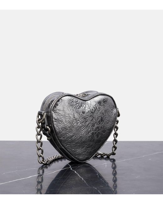 Balenciaga Gray Mini Le Cagole Heart Crossbody Bag